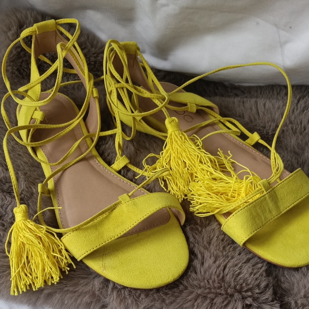 Aldo Yellow Tassel Sandals